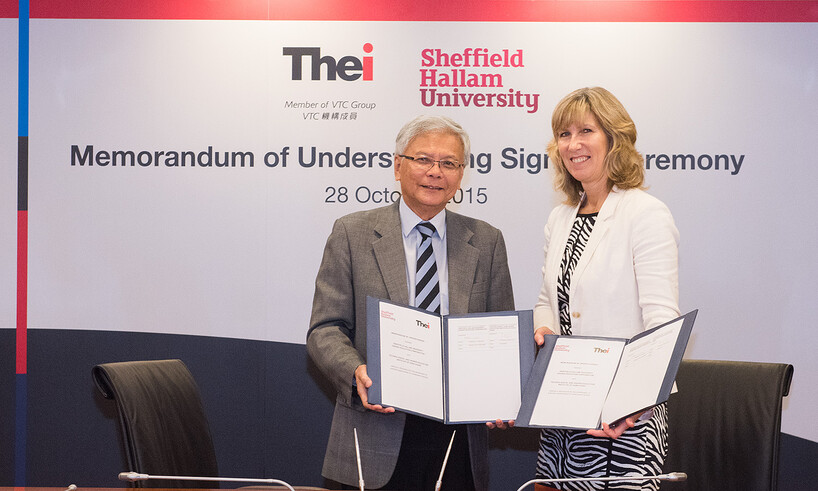 THEi President Professor David LIM (left) and Deputy Vice-Chancellor of Sheffield Hallam University Professor Liz BARNES signed the Memorandum of Understanding advancing student exchanges and joint academic development